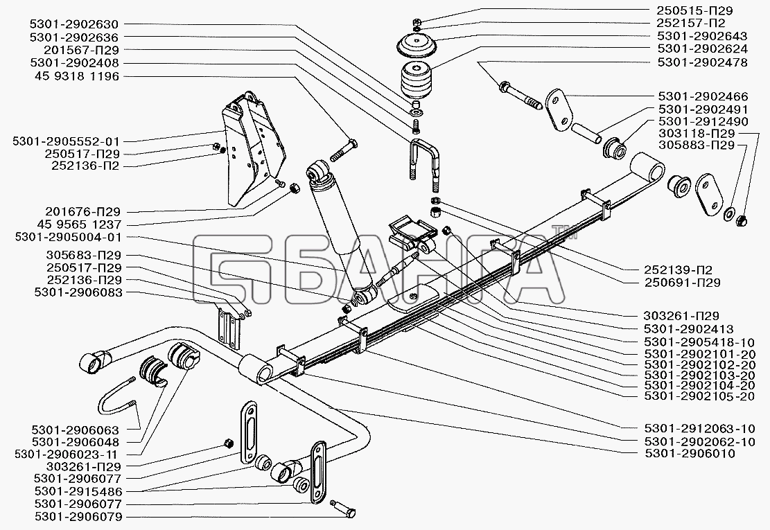 ЗИЛ ЗИЛ-5301 (2006) Схема Передняя подвеска-73 banga.ua